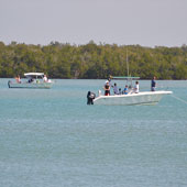 Inshore boats anchored fishing
