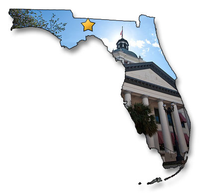 Map of the State of Florida with drugs inside the outline