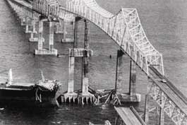 Aerial of the bridge destruction
