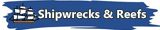 link to shipwrecks and reefs directory - old ship image on blue paint brushed background