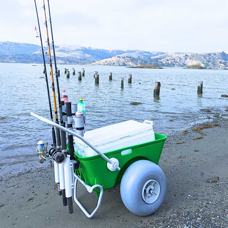Wheeleez fishing cart with fishing rod holder