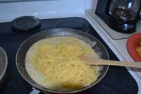 add pasta to suace Add the pasta to the mixed sauce