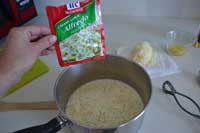 prepare sauce mix Alfredo Sauce Mix being made