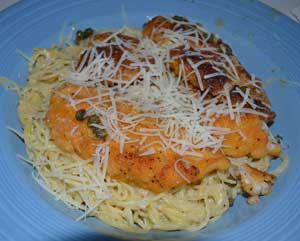 Fish Picatta over Angle Hair Pasta