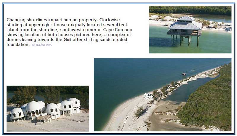 images of the dome house showing effects of changing shorelines