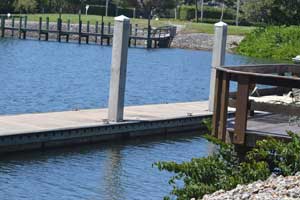 Floating concete dock in Port Royal