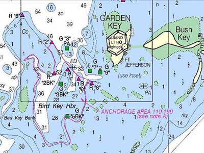 Nautical Chart showing Bird Key anchorage
