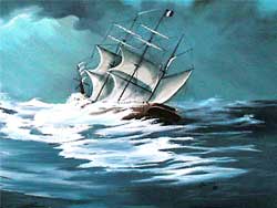 Drawing of Georges of Valentine sailing ship