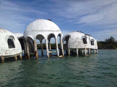 dome houses on cape romano with birds on dome