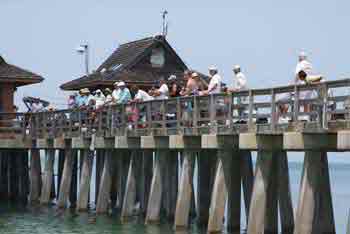 Naples Pier with a line of fisherman