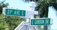 21st and Gordon Drive sign