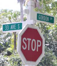 Sign of 33rd Ave and Gordon Drive Naples