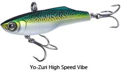 green and yellow lure with white belly and fish eye