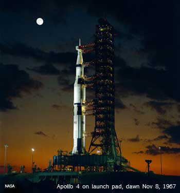 apollo 4 on the launch pad at dawn on nov 8 1967