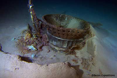 F-1 engine embedded in the sea floor 3 miles deep