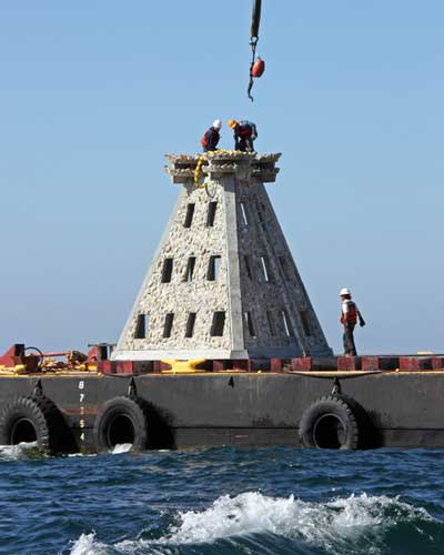 super reef pyramid on a barge