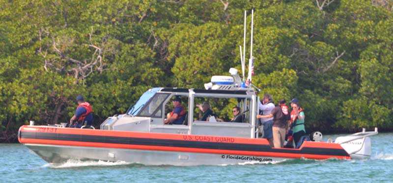 coast guard boat with the vice president on board inside
