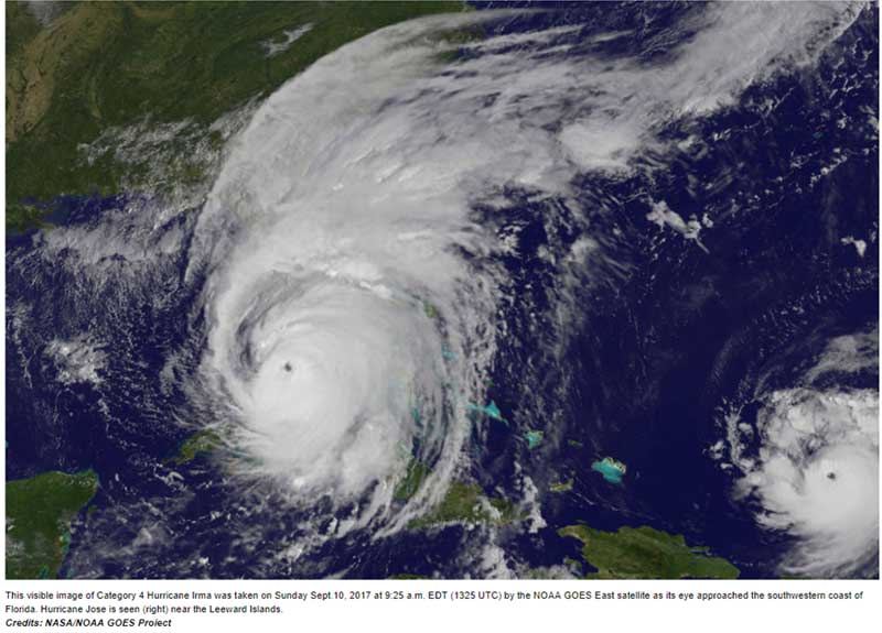 hurricane irma and jose approaching florida and engulfing the whole state of florida