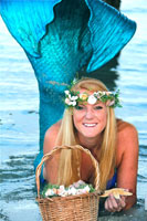 mermaid with an easter basket in the water