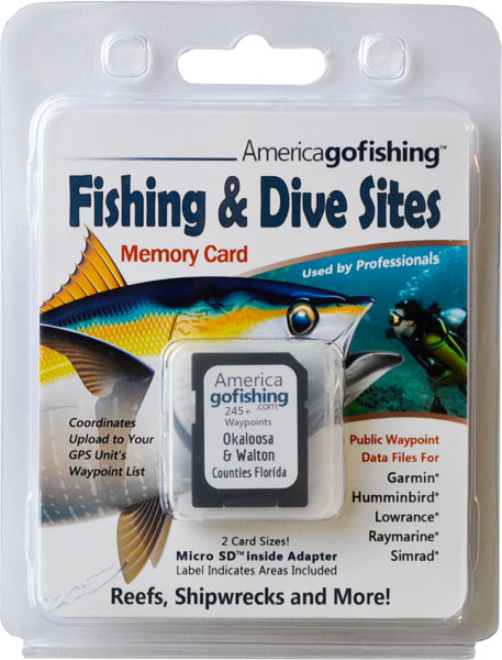 Okaloosa and Walton Counties Fishing & Dive Sites memory card from florida go fishing