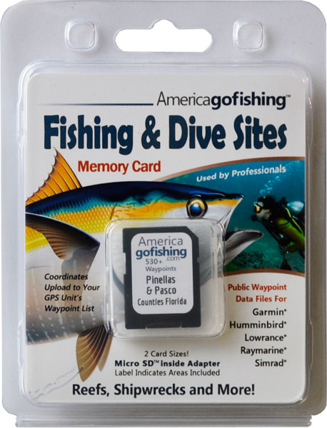 Pinellas and Pasco Counties Fishing & Dive Sites memory card from florida go fishing